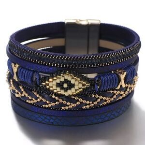 Bohemian style layered beaded magnetic bracelet